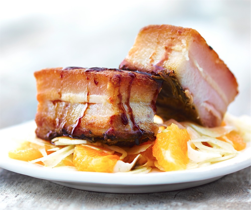 Pork belly with balsamic apple on orange and fennel salad.jpg